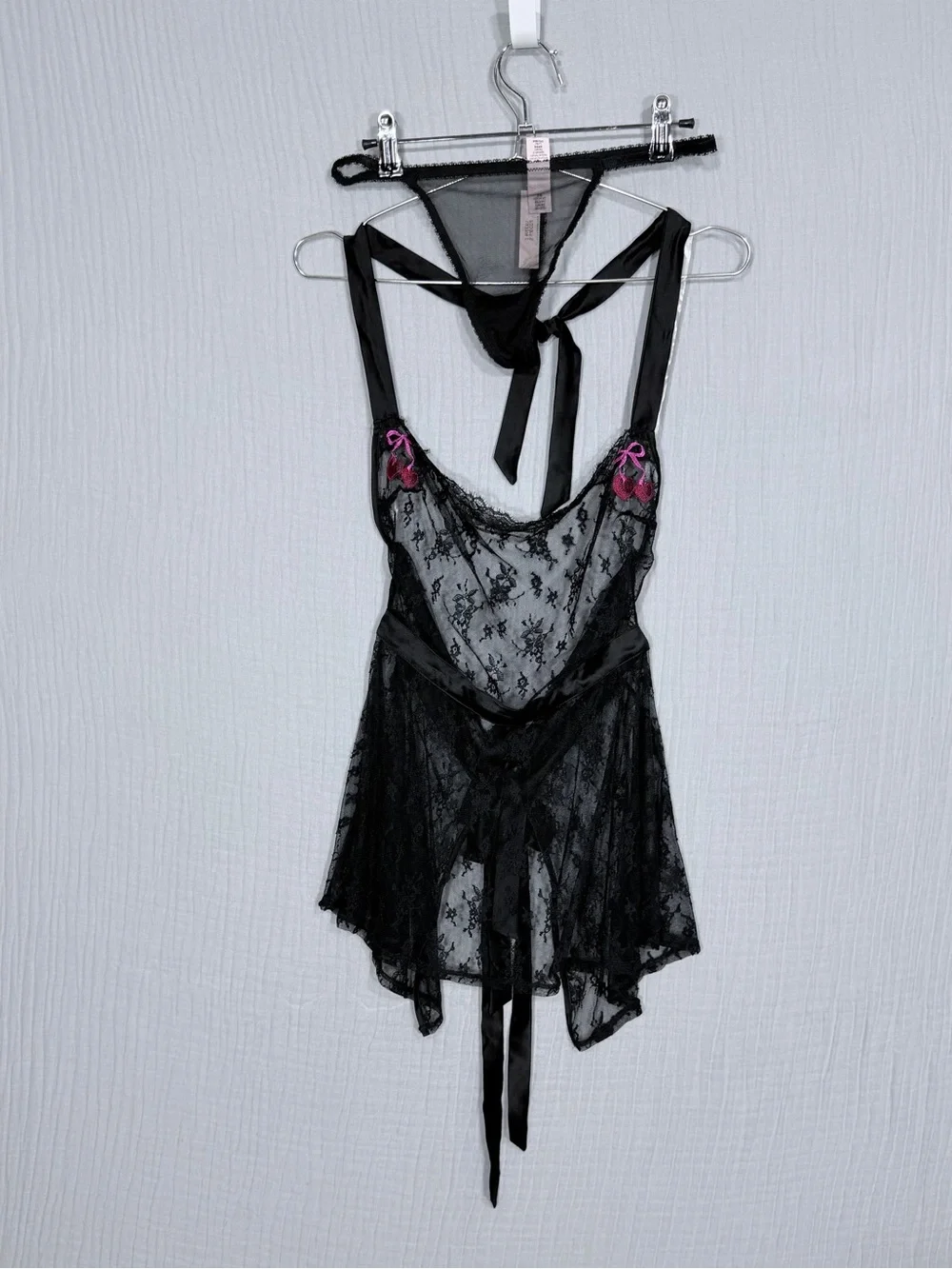 Victoria’s Secret Sheer Lace Halter Babydoll & Thong Set NWT L